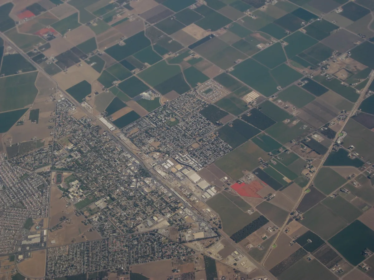 Aerial view over the San Joaquin Valley